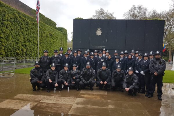 Coronation_(1) Police officers in front of National Memorial for Police in St James Park London